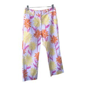 VINTAGE Lilly Pulitzer Straight Leg Rare Summer Crop Glow in the Dark Pants Sz 4